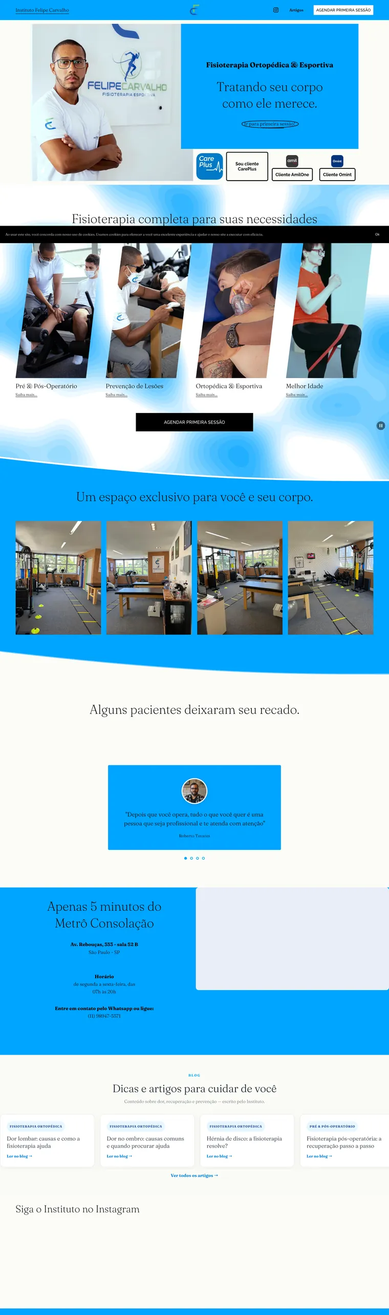 Site de Instituto Felipe Carvalho, criado pelo Dr com Site