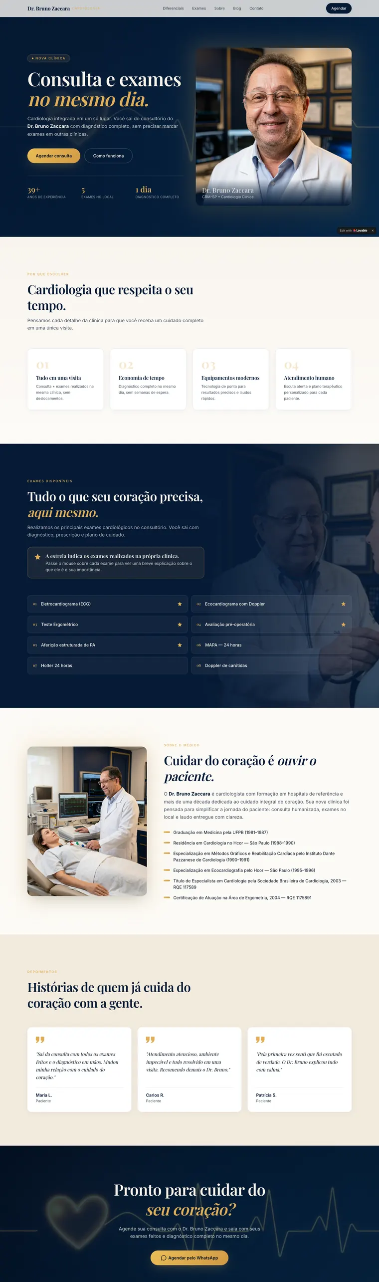 Site de Dr. Bruno Zaccara, criado pelo Dr com Site