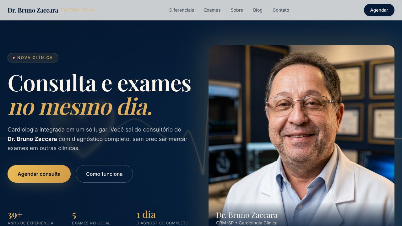 Página inicial do site de Dr. Bruno Zaccara